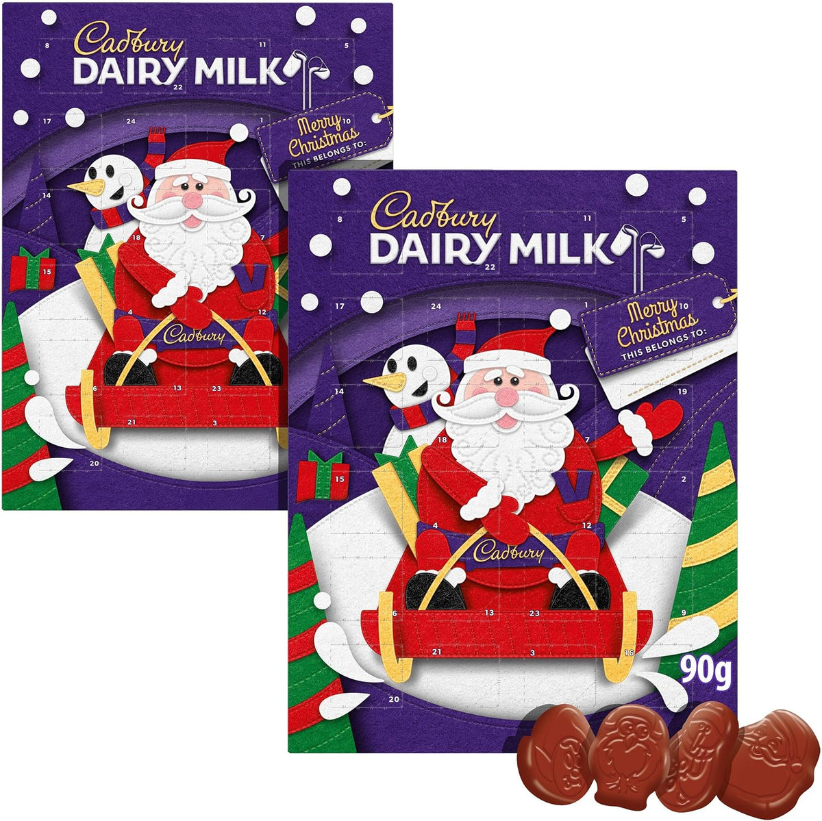 Cadbury Dairy Milk Chocolate Advent Calendar 90g Bundle of 2 - By Cadbury Gifts Direct
