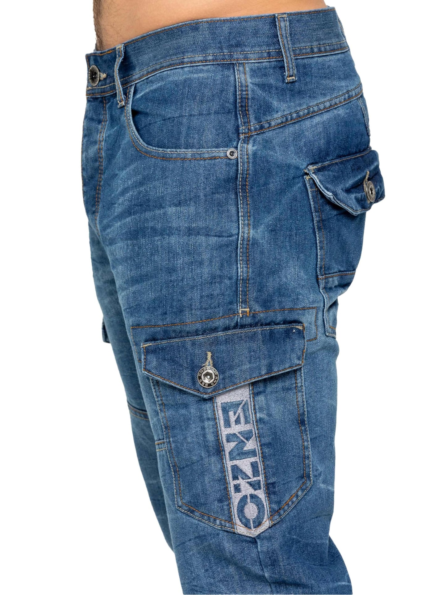 989Zé ENZO Mens Jeans Straight Leg Regular Fit Casual Cotton Denim Pants Trousers All Waist Sizes