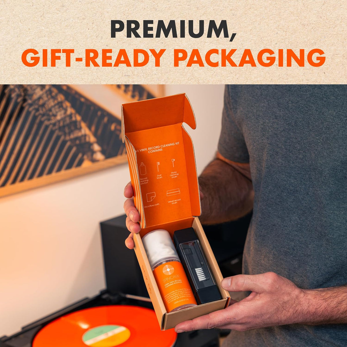 SPINCARE Vinyl Record Cleaner Kit | 5-in-1 Essentials Vinyl Cleaning Set