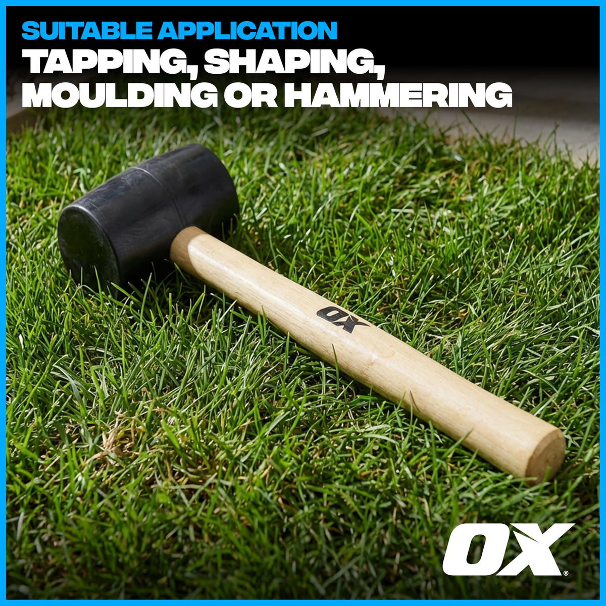 OX Trade Black Rubber Mallet 16oz / 450g, Non-Marking Hammer, Wooden Handle