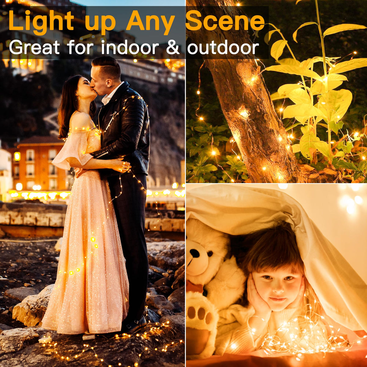 Ollny 10m 100LED Red Fairy Lights Battery Operated,Copper Wire String Light