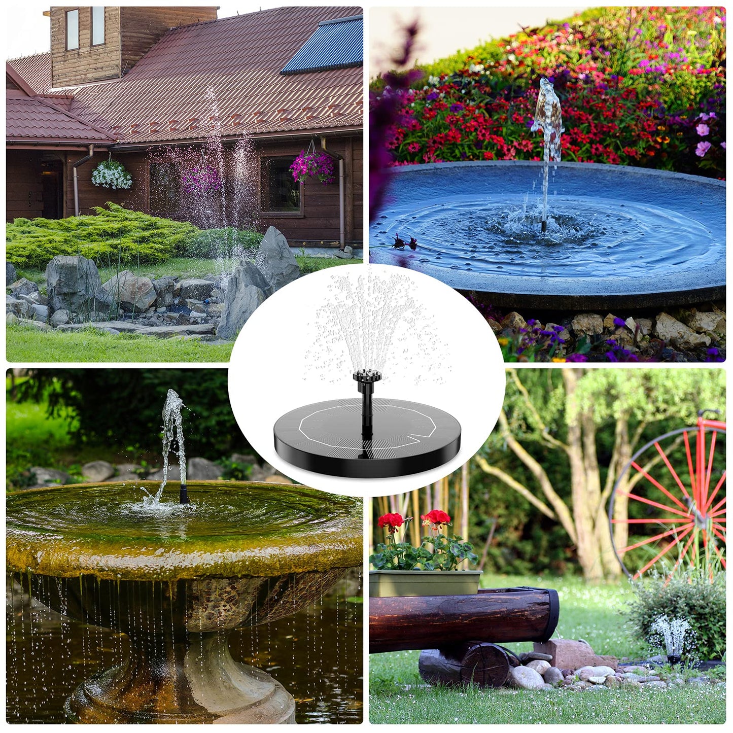 AISITIN Solar Water Fountain, Solar Powered Water Fountain with Multiple Nozzles, Floating Solar Pond Pump,Solar Water Feature for Bird Bath, Garden, Pond, Pool and Fish Tank