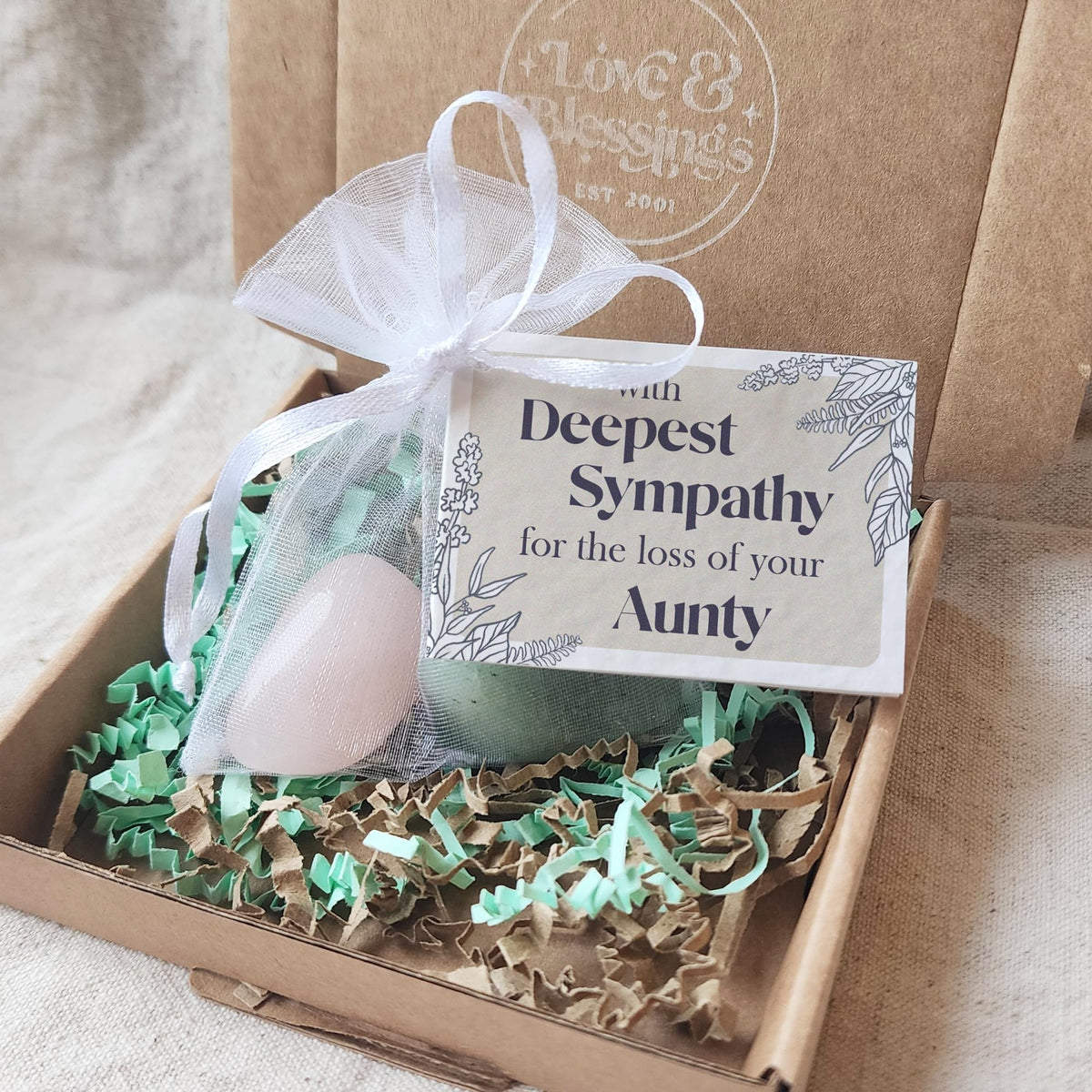 Loss of Nan - Deepest Sympathy gemstone gift bag with mini card