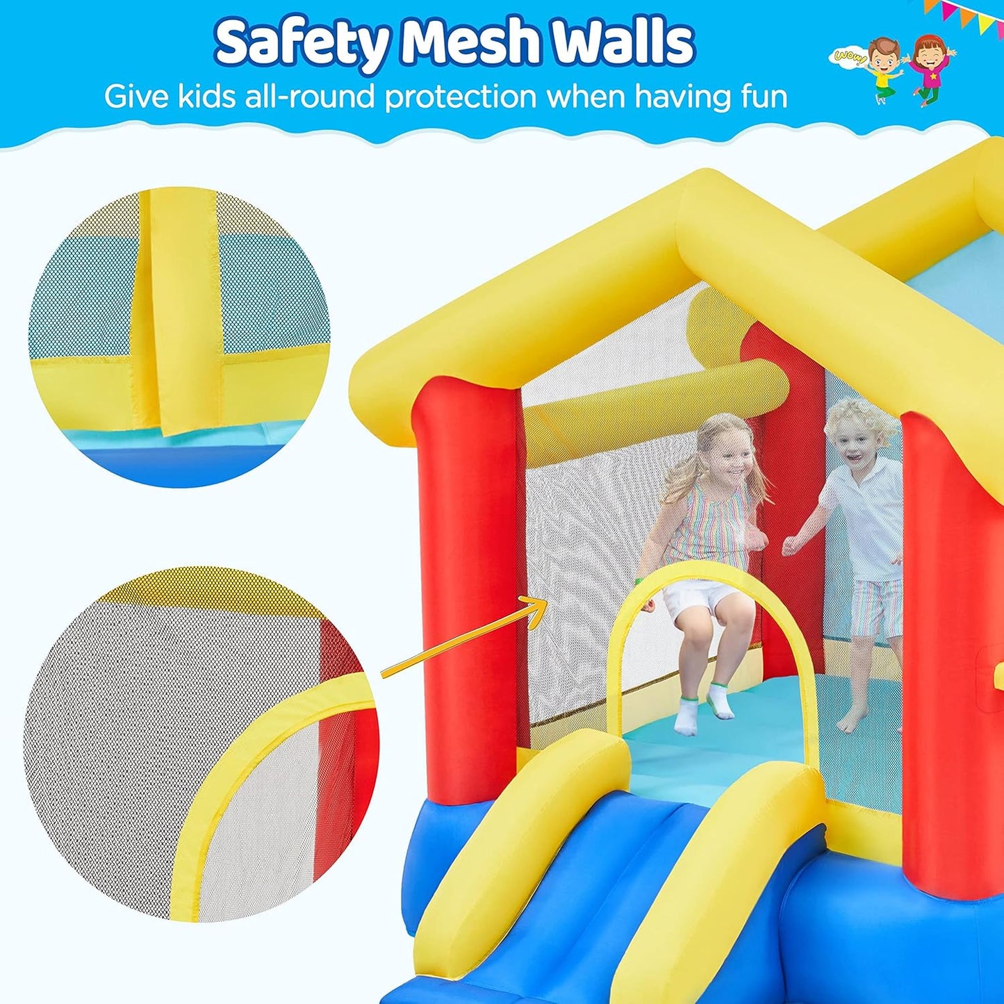 Yaheetech 7-in-1 Kids Inflatable Bouncy Castle with Blower & 50 Balls — 313x280x222cm | Ages 3-10