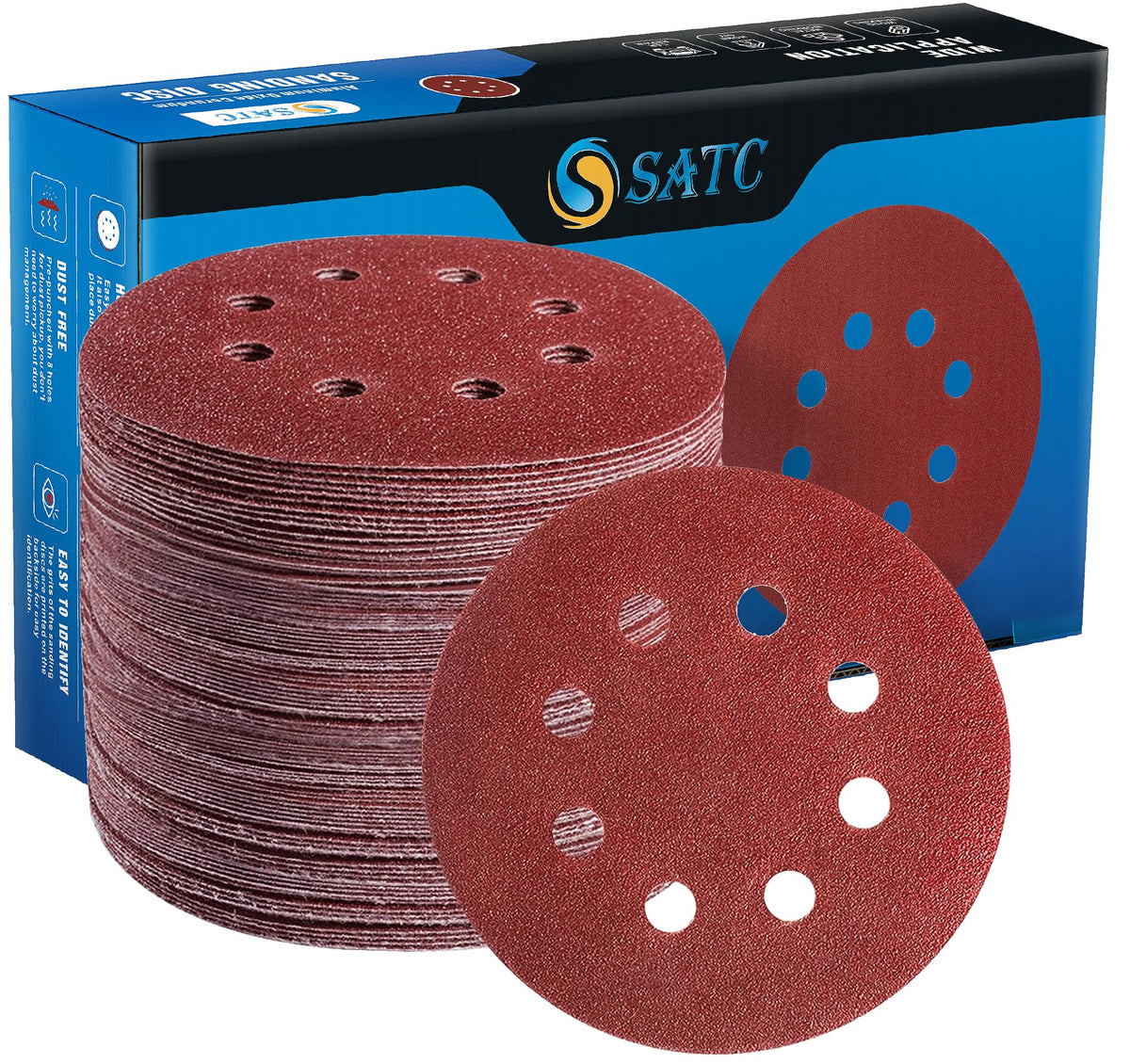 SATC Sanding Discs 150 Grit 110PCS Orbital Sander Discs 125mm Hook and Loop Round Orbital Sander Pads for Sanding
