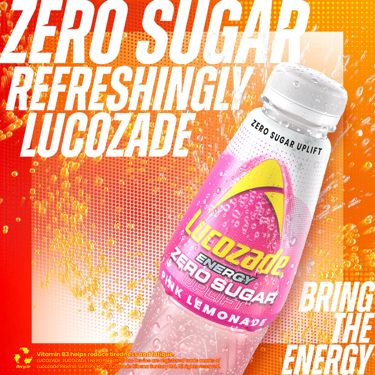 Lucozade Energy Zero Pink Lemonade 380ml (Pack of 4)