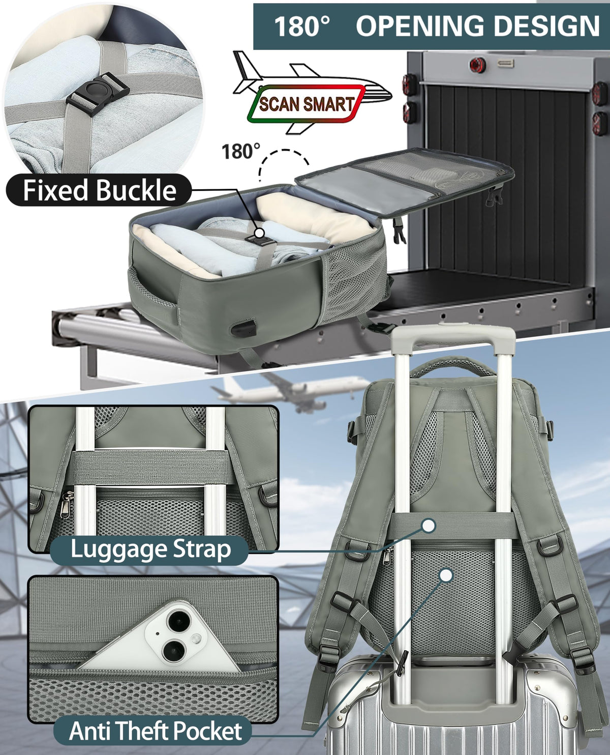 KLOSTAIN Cabin Bags 40x20x25 for Ryanair Underseat Travel Backpack Hand Luggage Carry-ons Bag Cabin Size 20L for Airplanes Flight Ruscksack Black