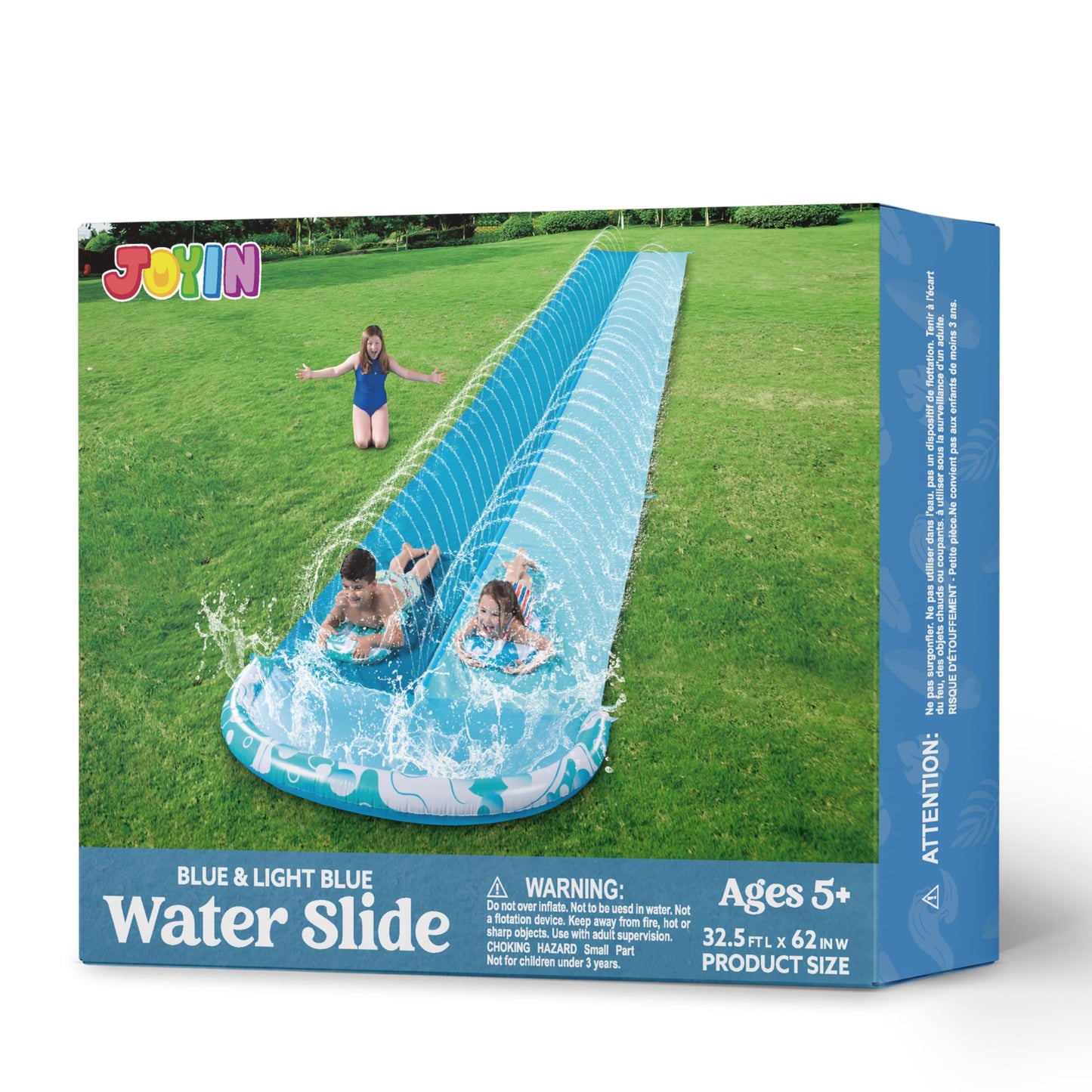 JOYIN 685cm Water Slides and 2 Bodyboards, Lawn Waterslides Summer Water Toy with Build in Sprinkler for Backyard Outdoor Water Fun for Kids Adults