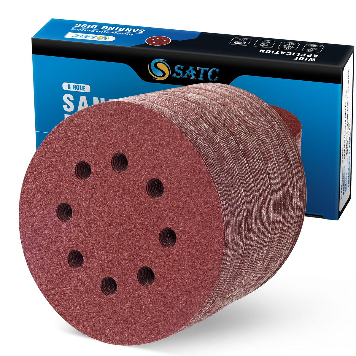 SATC Sanding Discs 150 Grit 110PCS Orbital Sander Discs 125mm Hook and Loop Round Orbital Sander Pads for Sanding