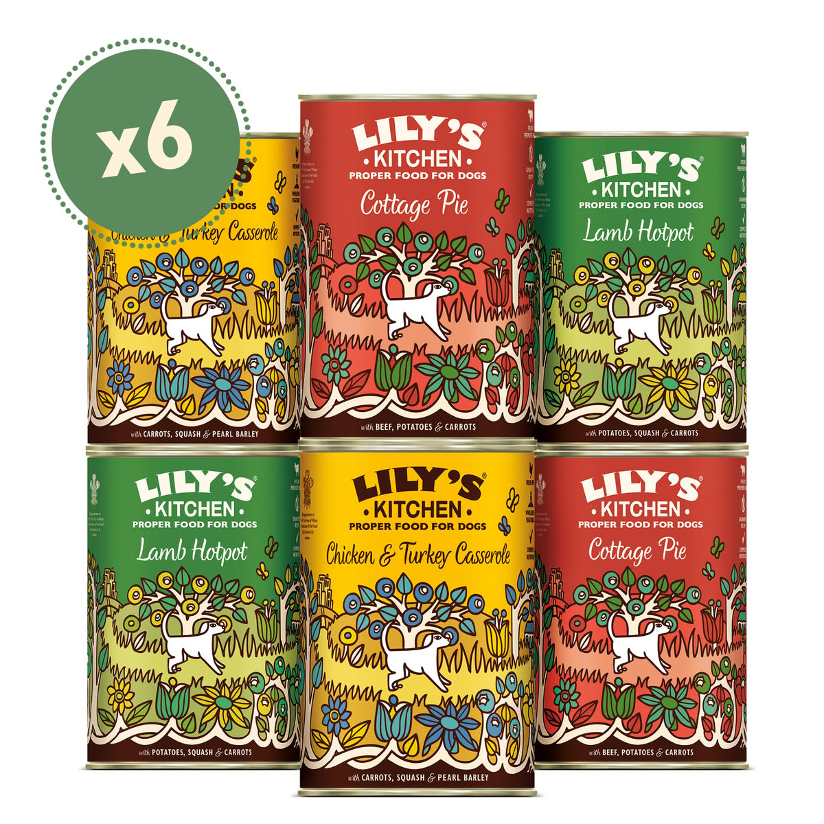 Lily's Kitchen Natural Adult Dog Food Wet Trays - Classic Dinners Multipack - Chicken, Lamb & Beef - Complete Meal Recipes (6 Trays x 150g)