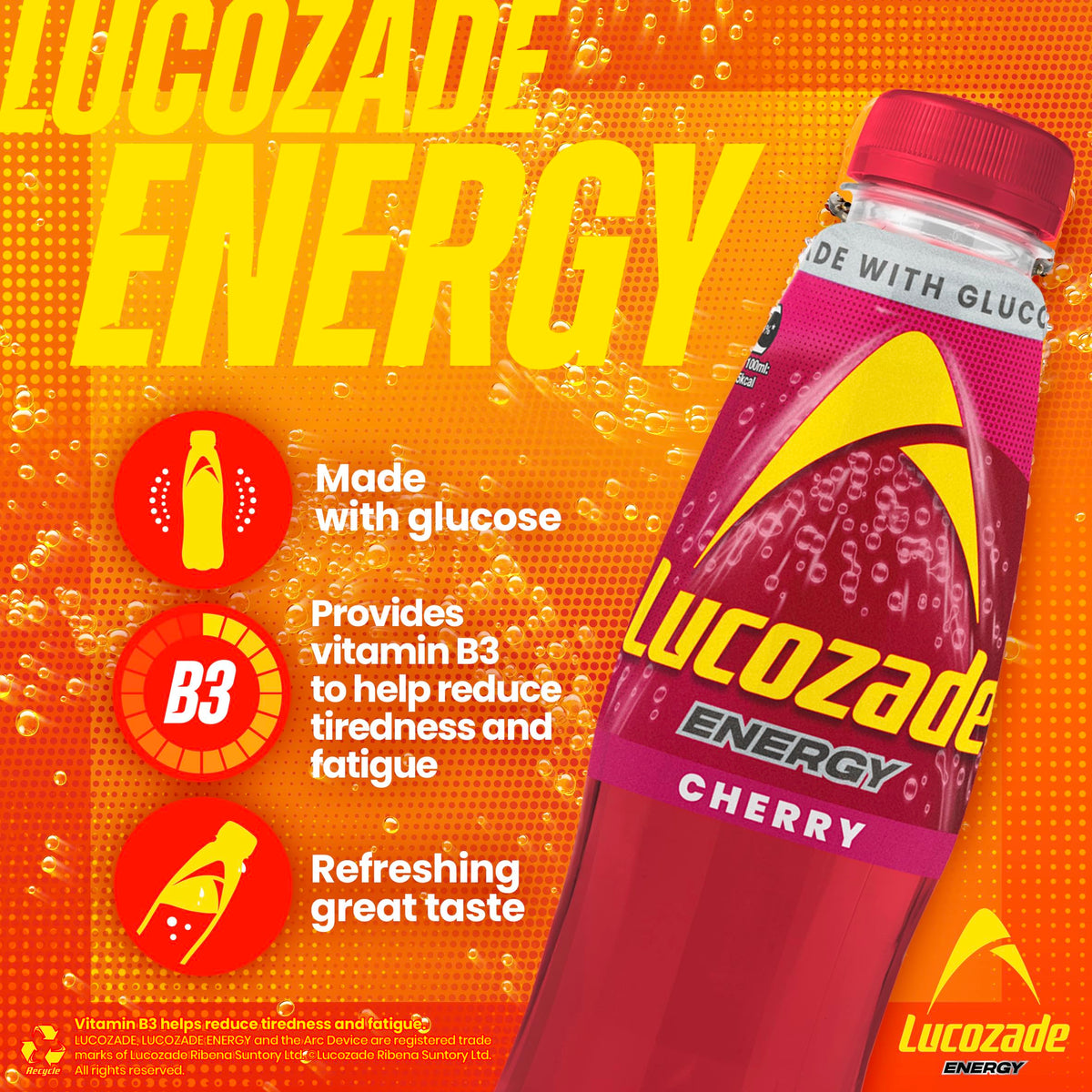 Lucozade Energy Cherry 500ml (Pack of 12)