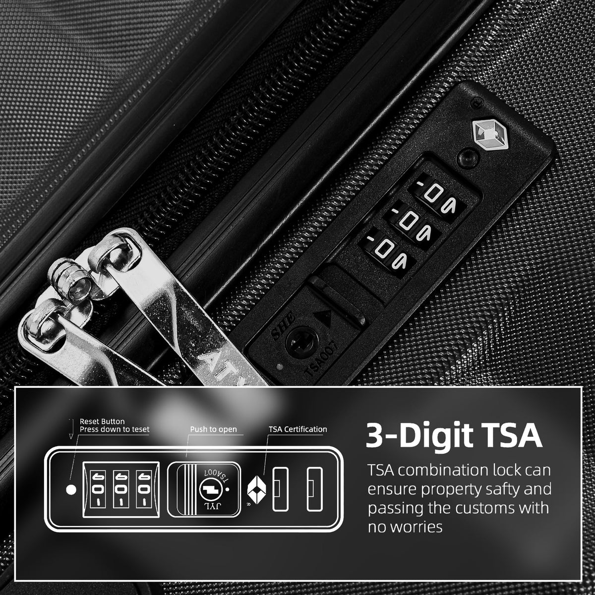ATX 28 Inch Suitcase Large 110L – Lightweight Hard Shell Checked Luggage, 4 Wheels, TSA Lock, 30KG Capacity, Black