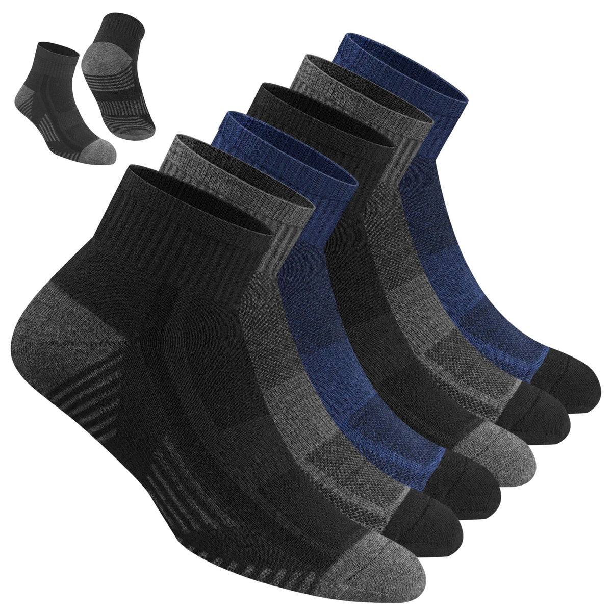 NAVYSPORT Men's Cotton Sports Socks, Pack of 6 Pairs