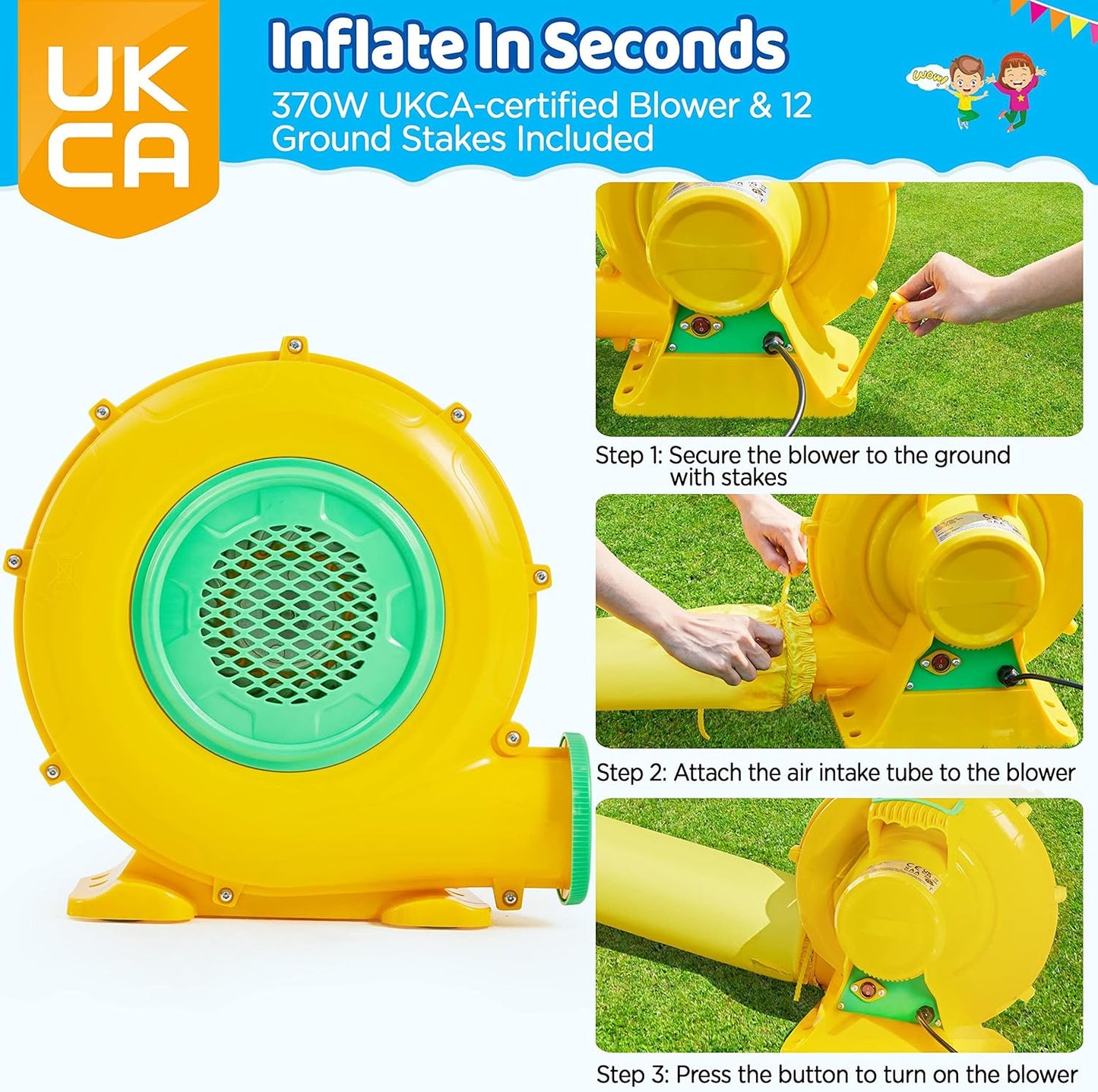 Yaheetech 7-in-1 Kids Inflatable Bouncy Castle with Blower & 50 Balls — 313x280x222cm | Ages 3-10
