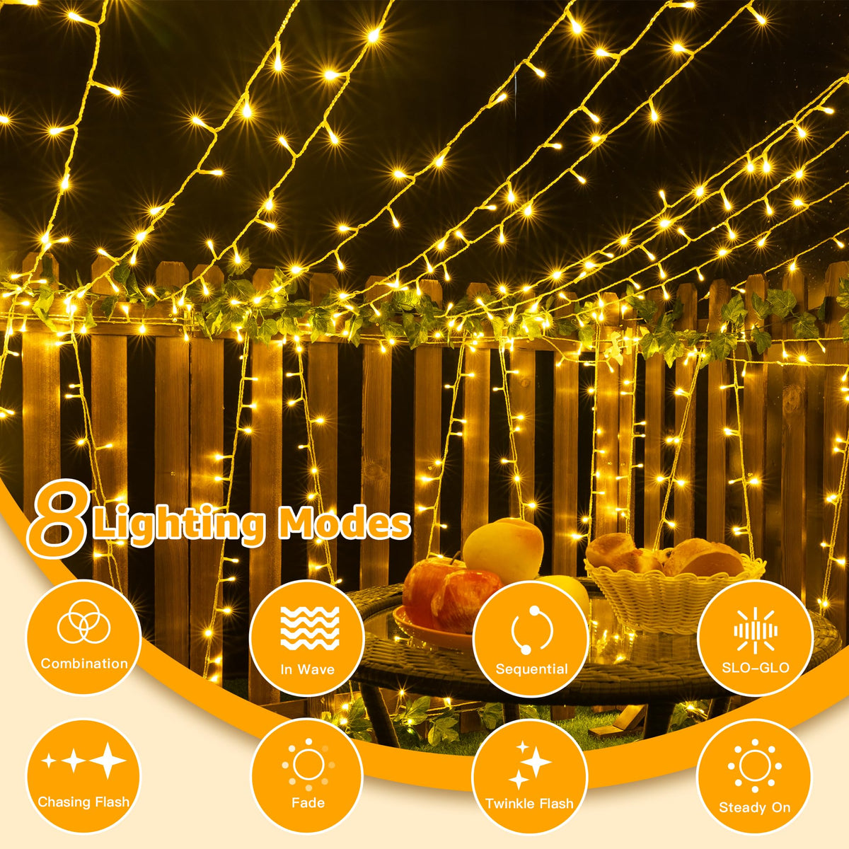 Ollny Fairy Lights Battery Operated, 10m 100 LEDs Bright Battery Powered String Lights, Cool White Outside Christmas Lights Waterproof with 8 Modes/Timer for Indoor Outdoor Bedroom Garden Decorations