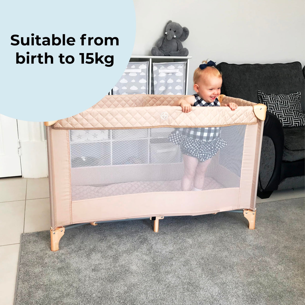 My Babiie MBTC1 Travel Cot from Birth to 15kg - Ivory