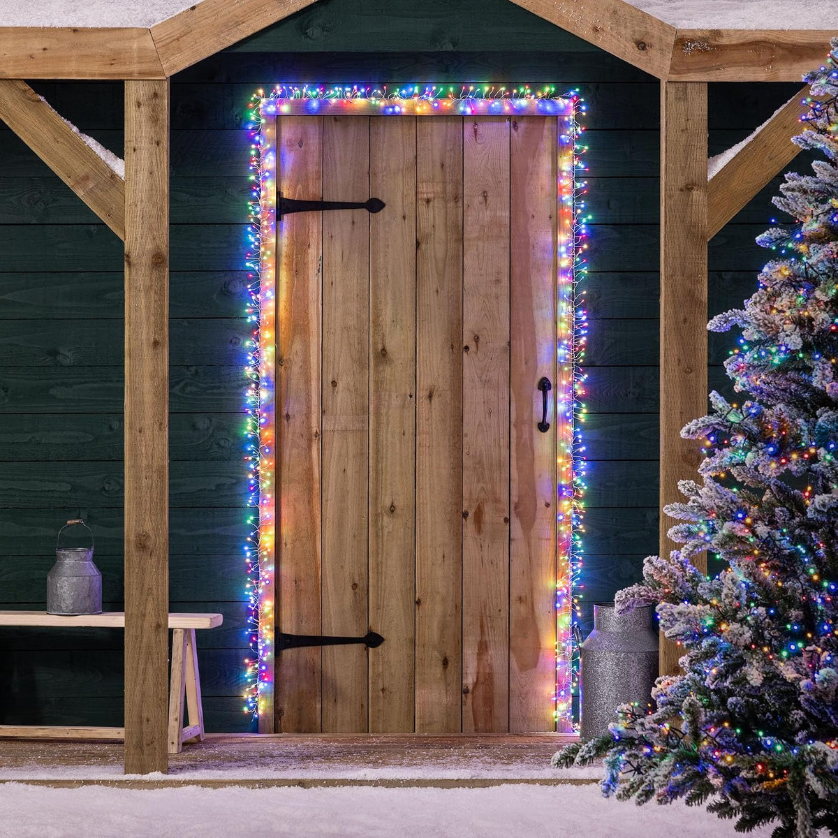 Christow Cluster Light Christmas Door Garland, 800 LEDs, Multi-Coloured