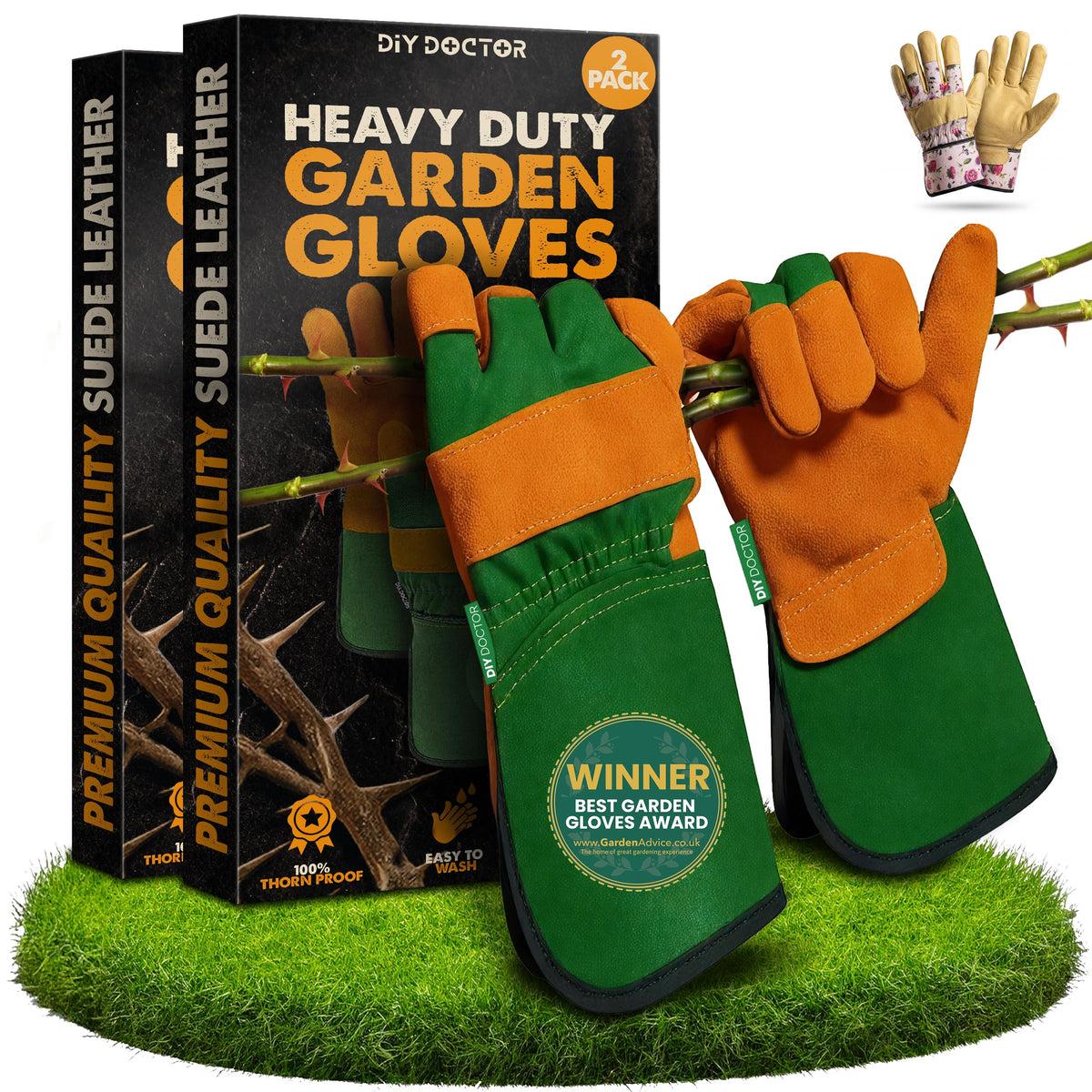 DIY Doctor Leather Gardening Gloves, Unisex Thorn Proof, 3 Pack