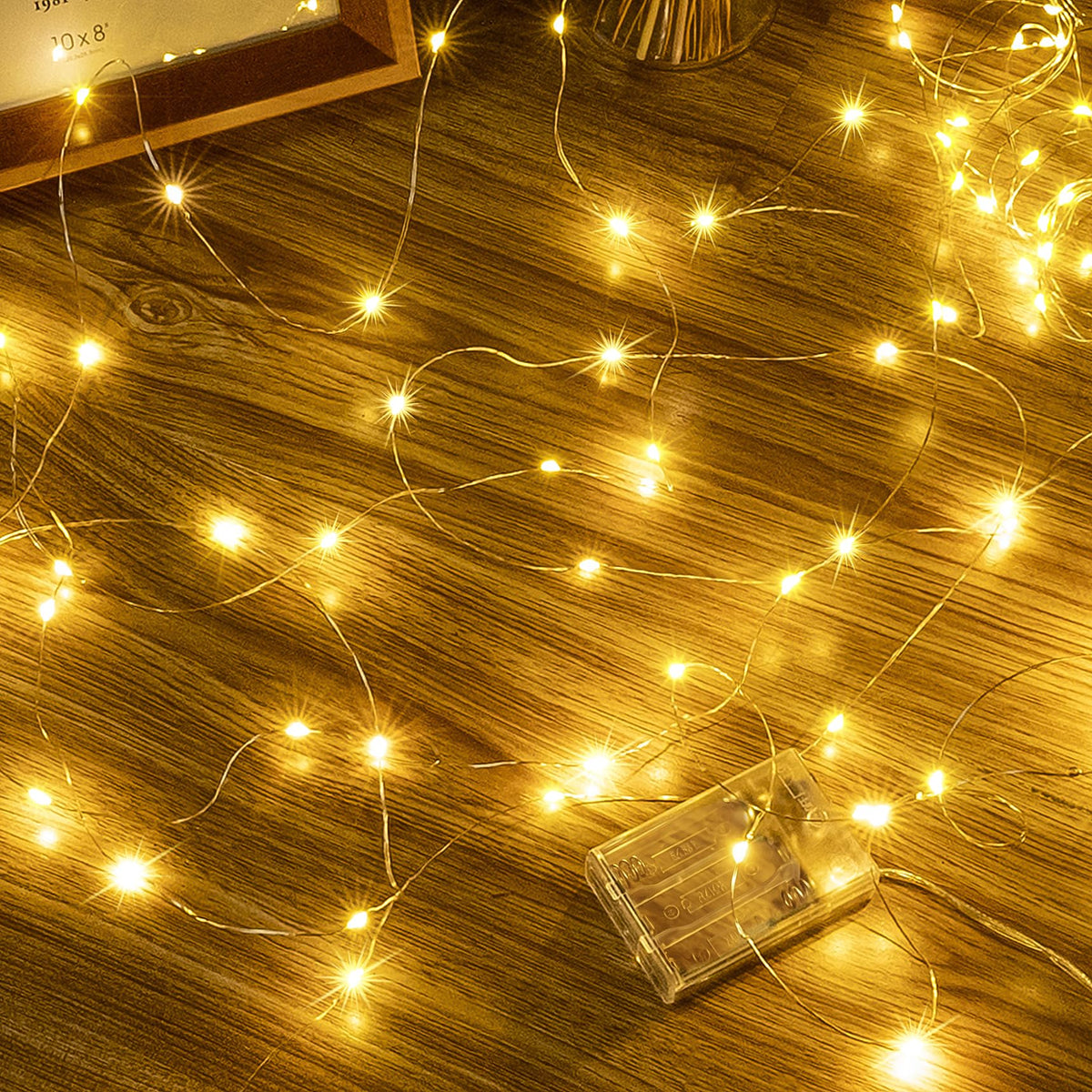 Ollny 10m 100LED Red Fairy Lights Battery Operated,Copper Wire String Light