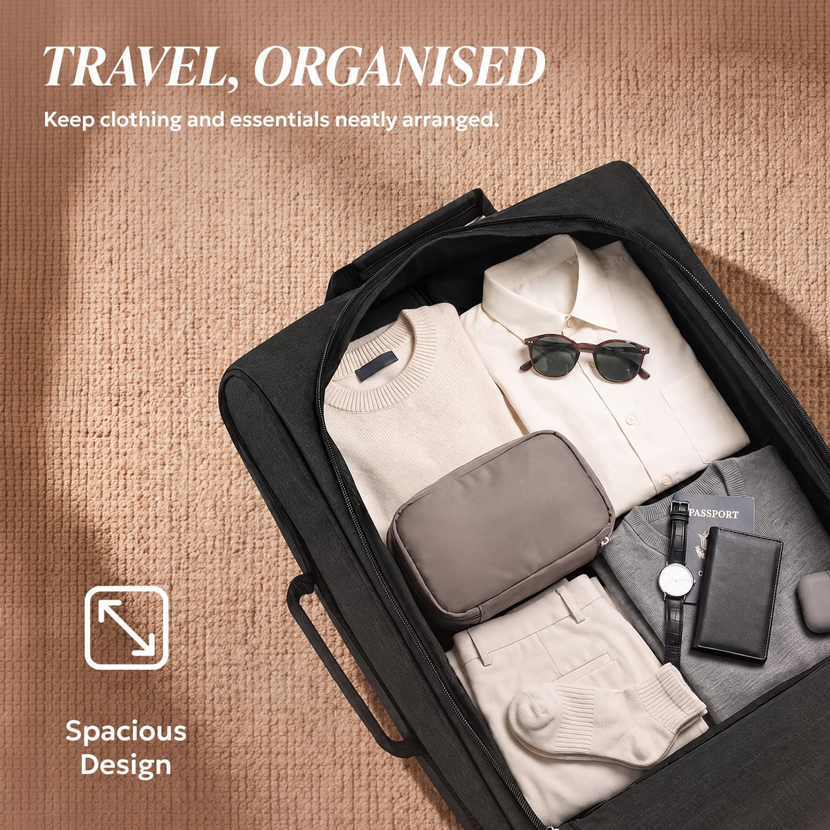 LUGG Lightweight Cabin Luggage, 600D Polyester, Solid Wheels, 45x36x20cm