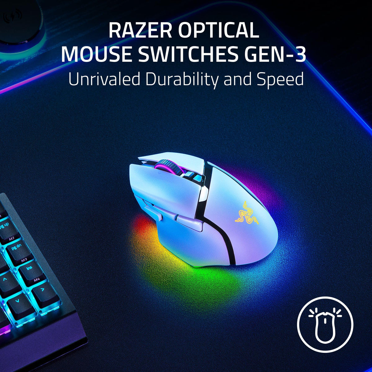 Razer Basilisk V3 - Wired Customisable Gaming Mouse (10+1 Programmable Buttons, HyperScroll Tilt Wheel, 11 Chroma RGB Lighting Zones, Optical Mouse Switches, Focus+ 26K DPI Optical Sensor) Black
