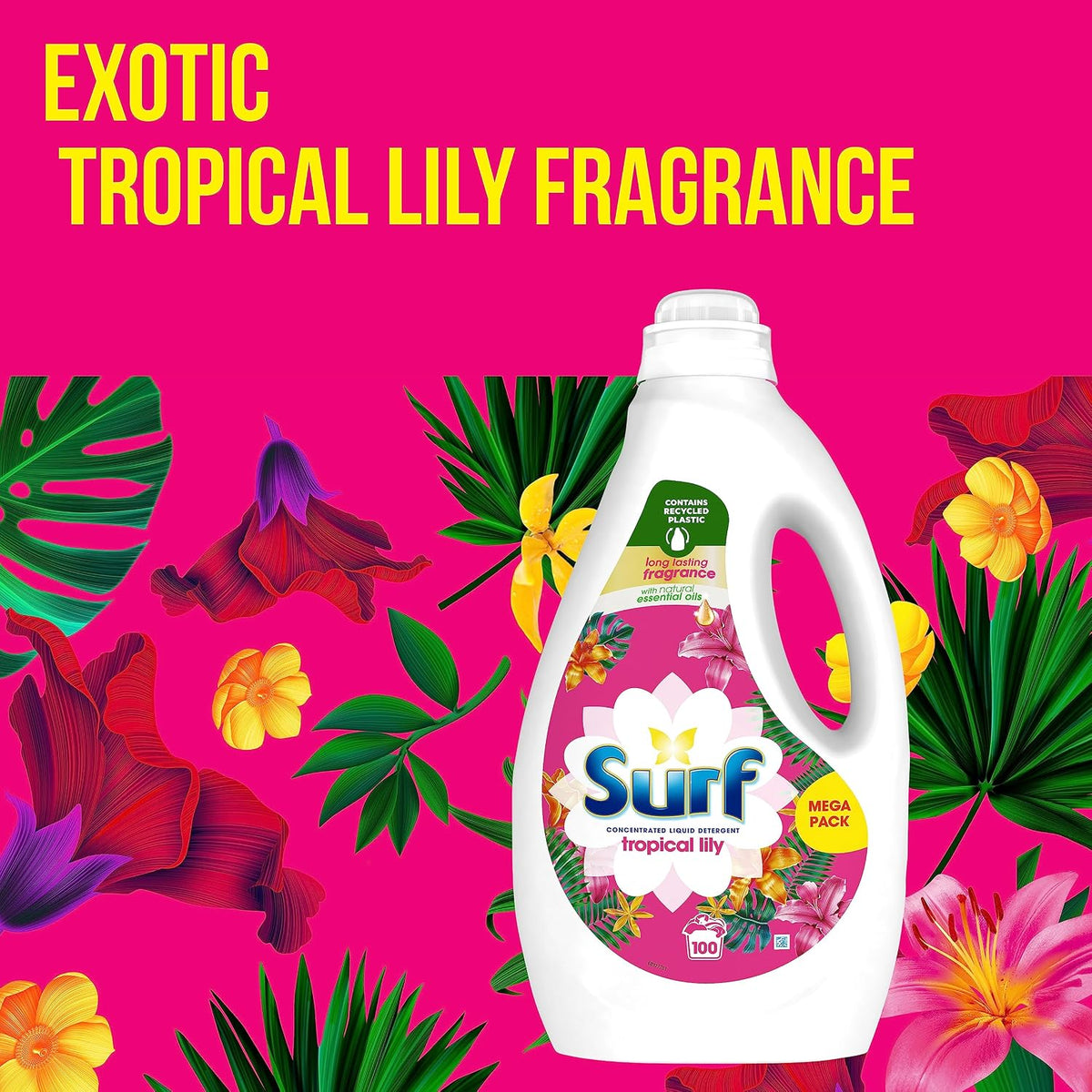 Surf Tropical Lily Concentrated Liquid Laundry Detergent infused with natural essential oils for fresh and clean washing 100 washes