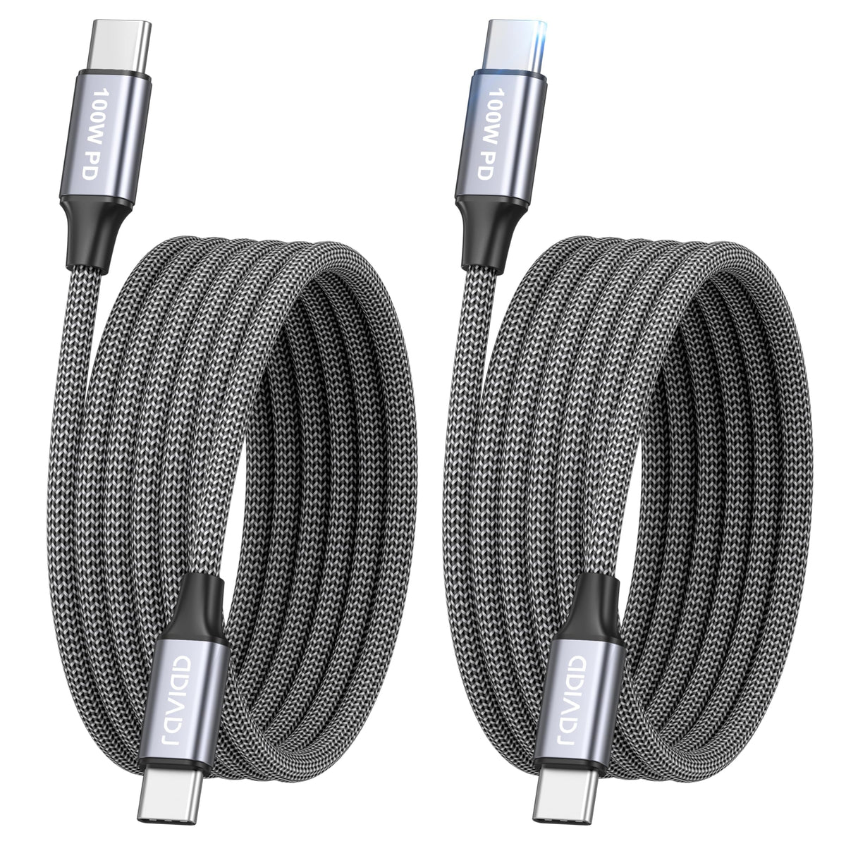 RAVIAD USB C to USB C Charger Cable 2Pack 1M 100W 5A Fast Charging Cable