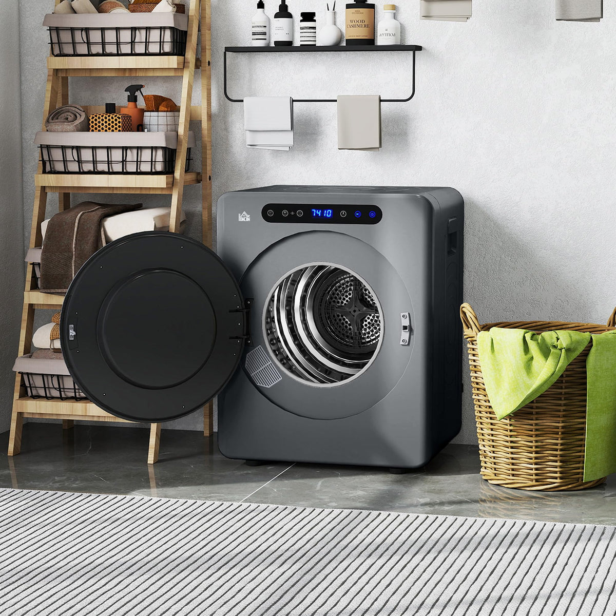 HOMCOM Vented Tumble Dryer 5kg Wet Laundry/3kg Dry Capacity 1000W Black