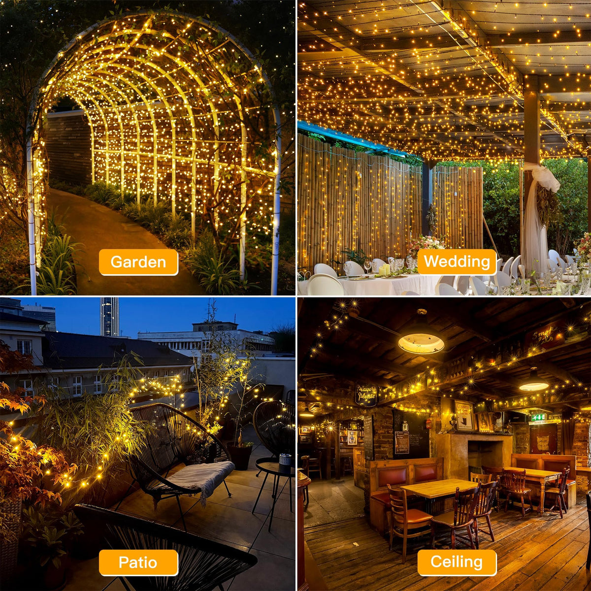 Ollny Smart Outdoor Fairy Lights, 20m 200 LEDs, RGB+W, App Control