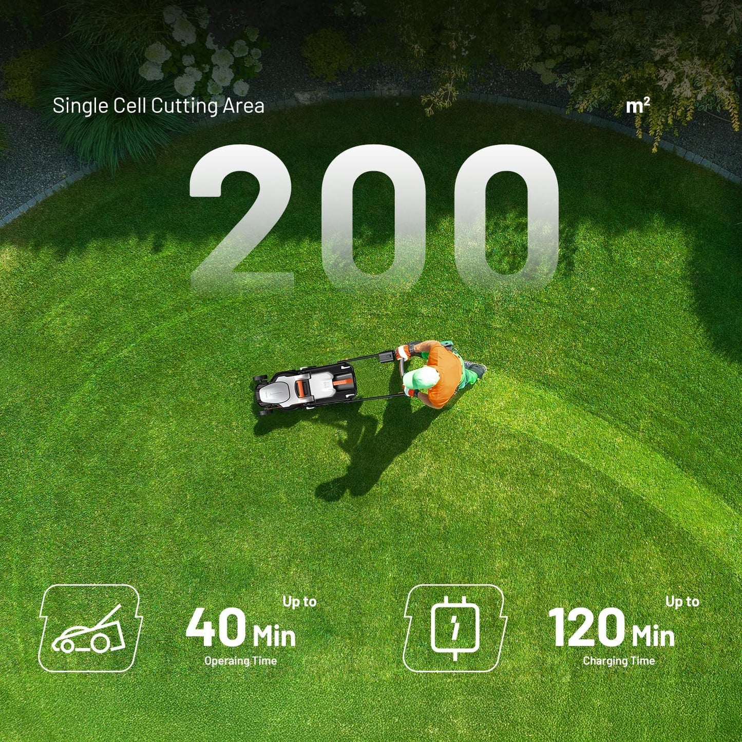 Litheli Cordless Lawnmower, 20V/33cm Cutting Width, Battery Lawn Mower, 5 Cutting Heights, 30L Grass Box, Incl. 4.0Ah Battery