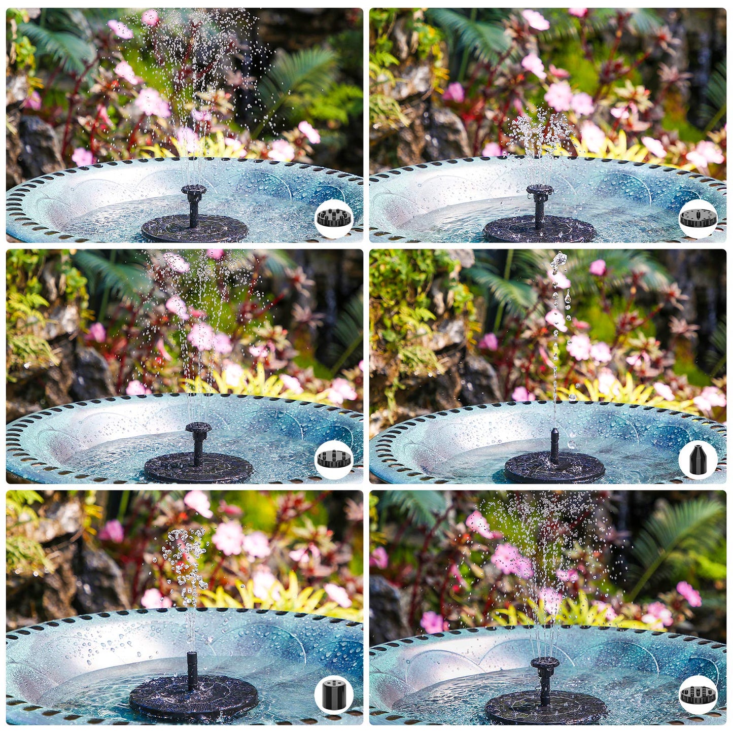 AISITIN Solar Water Fountain, Solar Powered Water Fountain with Multiple Nozzles, Floating Solar Pond Pump,Solar Water Feature for Bird Bath, Garden, Pond, Pool and Fish Tank