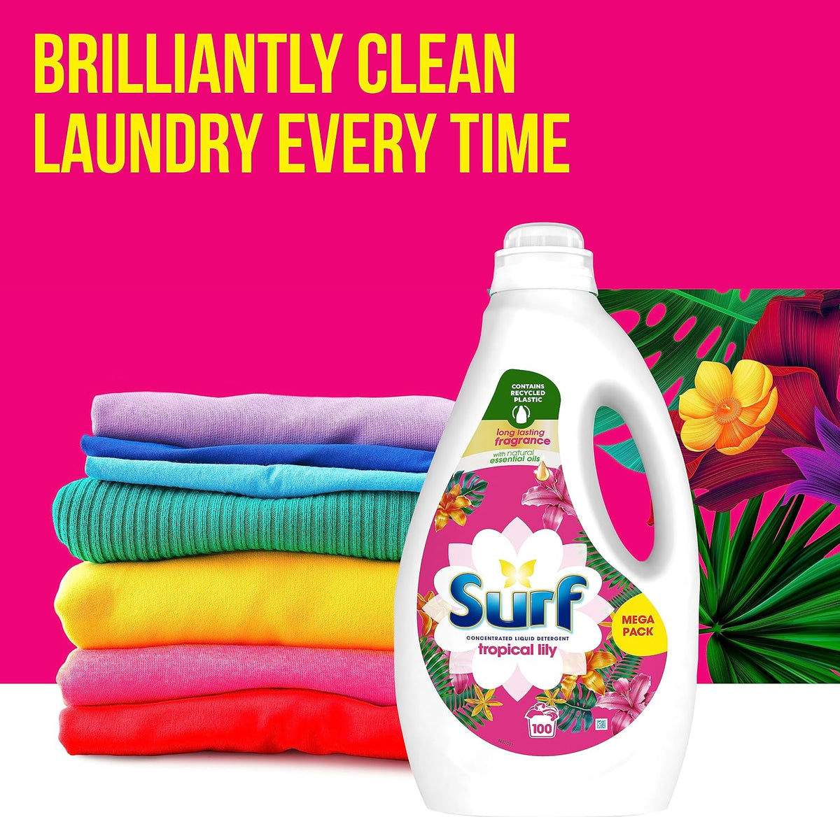Surf Tropical Lily Concentrated Liquid Laundry Detergent infused with natural essential oils for fresh and clean washing 100 washes