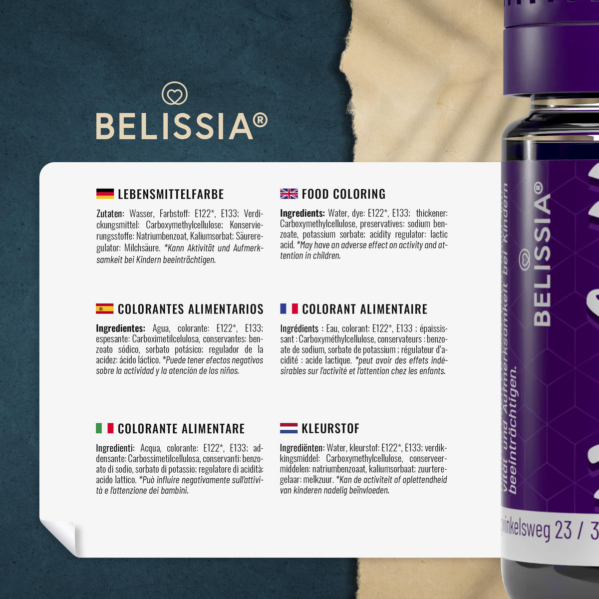 Belissia Liquid Food Colouring Rosa 10ml for Cooking and Baking