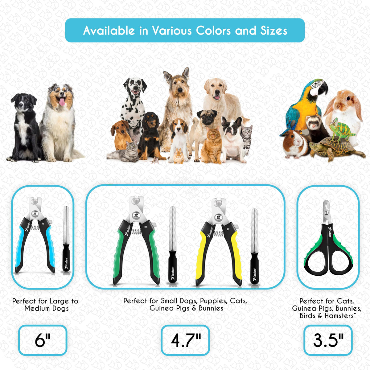 Candure Dog Nail Clippers for Large, Medium and Small Breed Professional Pet Nail Clipper Suitable for Cats, Rabbits and Guinea Pigs with Safety Lock (All Size Pets, Dark Blue)