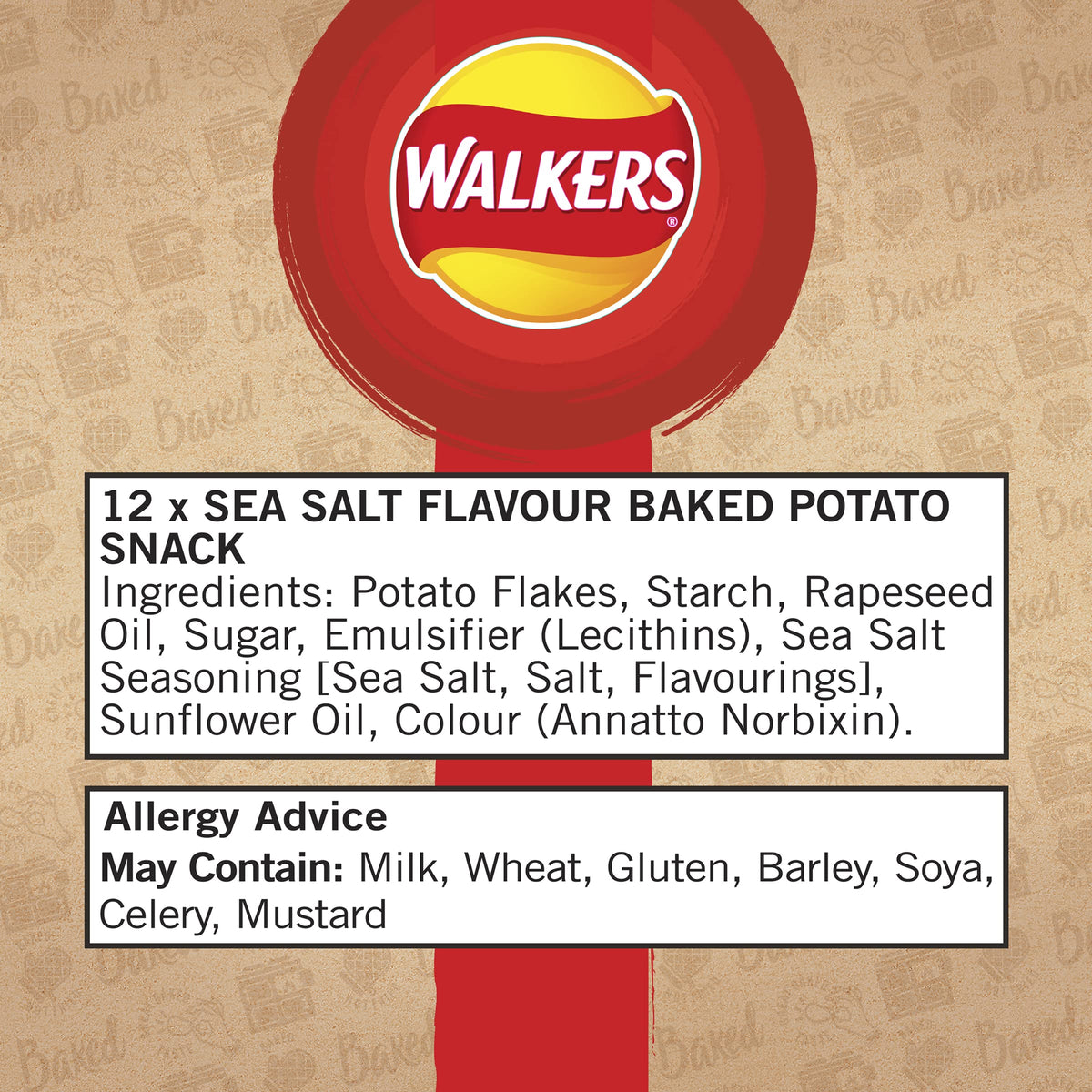Walkers Baked Snacks Sea Salt 6 x 22g