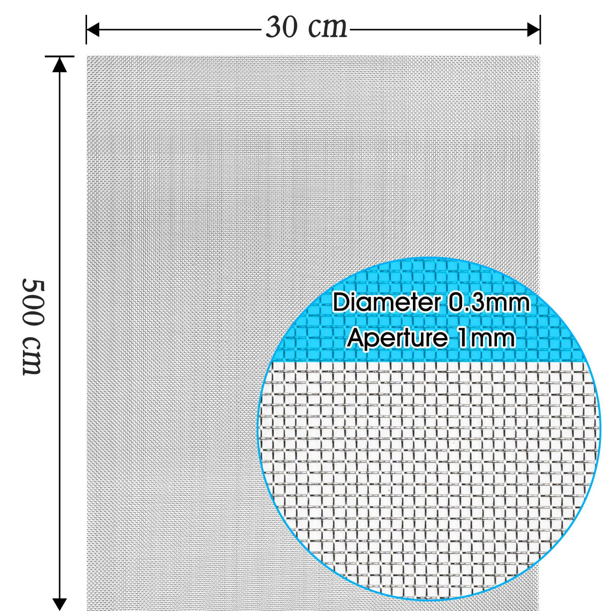 304 Stainless Steel Wire Mesh Roll 2.5 Metre x 300mm, Rodent mesh/Metal Mesh/Window Screen Mesh, Prevent Mouse Mice Snakes Hornets Rodents Entering,Easy to Cut and Install