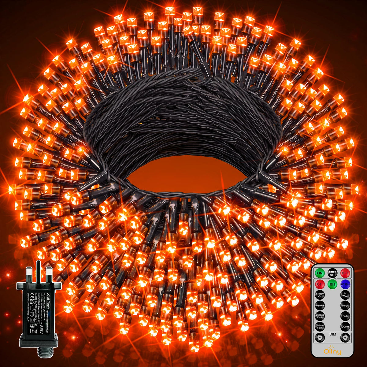 Ollny Smart Outdoor Fairy Lights, 20m 200 LEDs, RGB+W, App Control