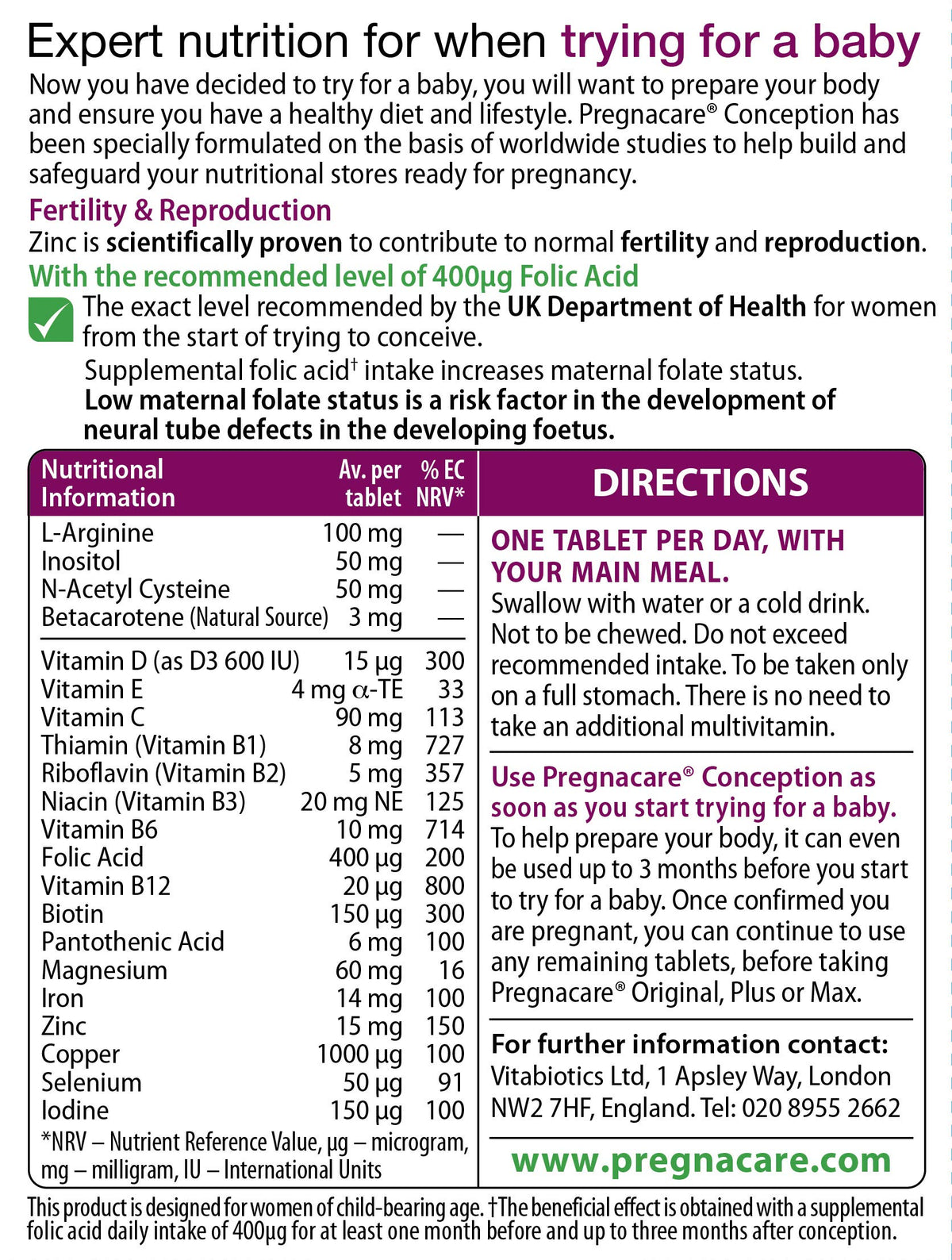 Pregnacare Max Fertility and Conception Support for Women - Maximum Support for Women Fertility, Conception and Ovulation