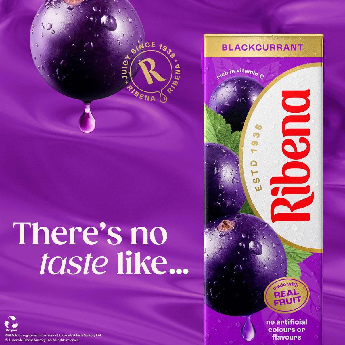 Ribena Blackcurrant Juice Drink Cartons - Multipack 6x250ml; Real Fruit; Rich In Vitamin C; No Artificial Colours or flavours ; Perfect For On The Go