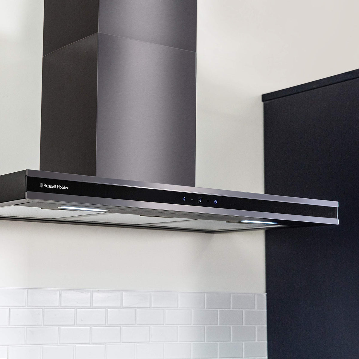 Russell Hobbs 90cm T-Shaped Cooker Hood in Stainless Steel with 3 Speed Settings, 3x Washable Aluminium Filters, Extraction or Recirculation, Boost Function, LED Lights A++ Energy Rating, RHGCH903SS