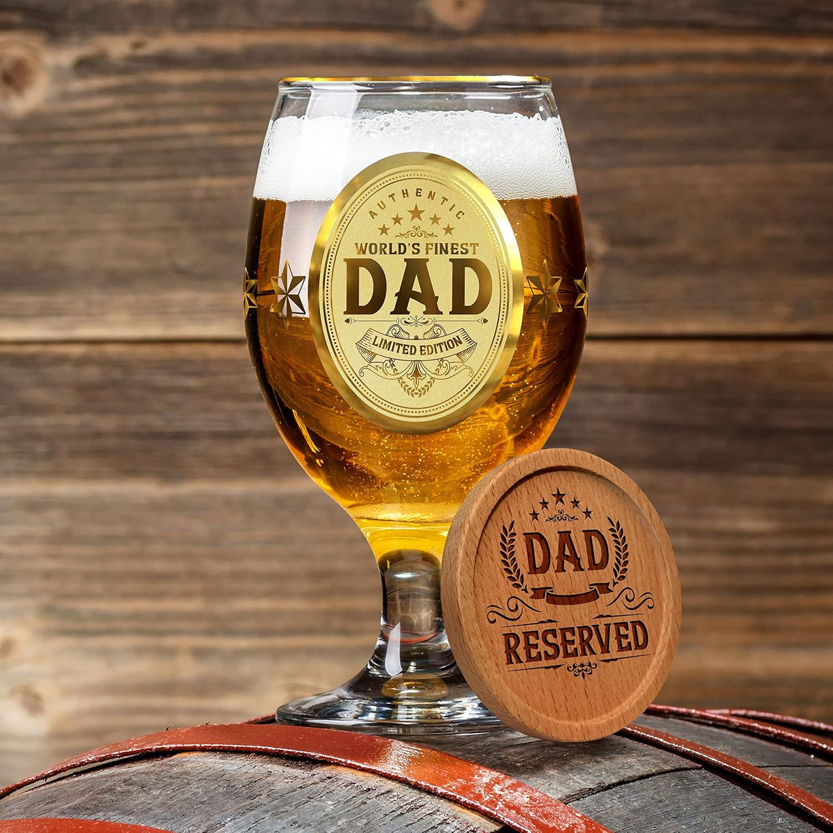 Crownly Crystal® Gold Birthday Gifts: Dad's Beer Glasses
