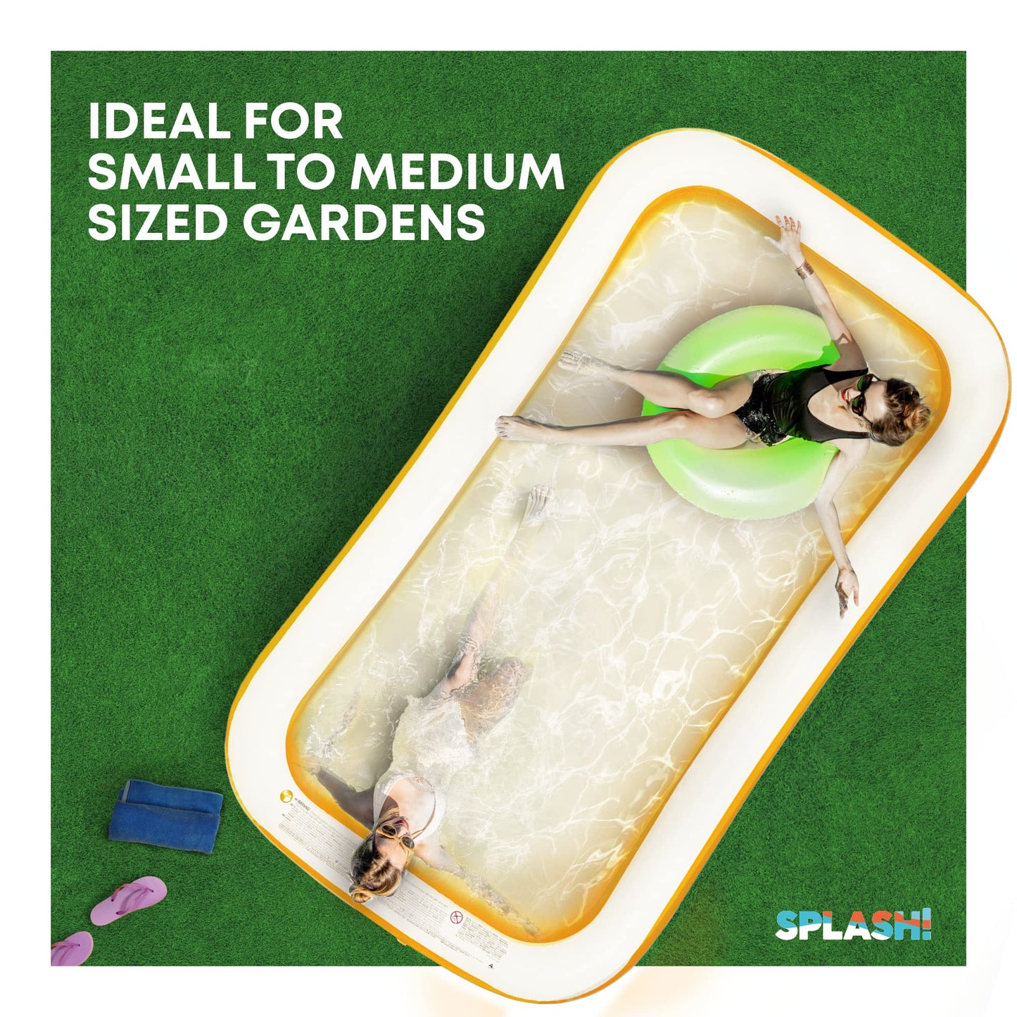 SPLASH! 8.5ft Rectangular Inflatable Swimming Pool — 780 Litre Capacity