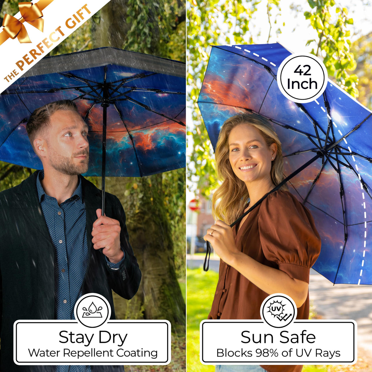 TUMELLA Strongest Windproof Travel Umbrella (Compact, 100MPH Wind-Tested)