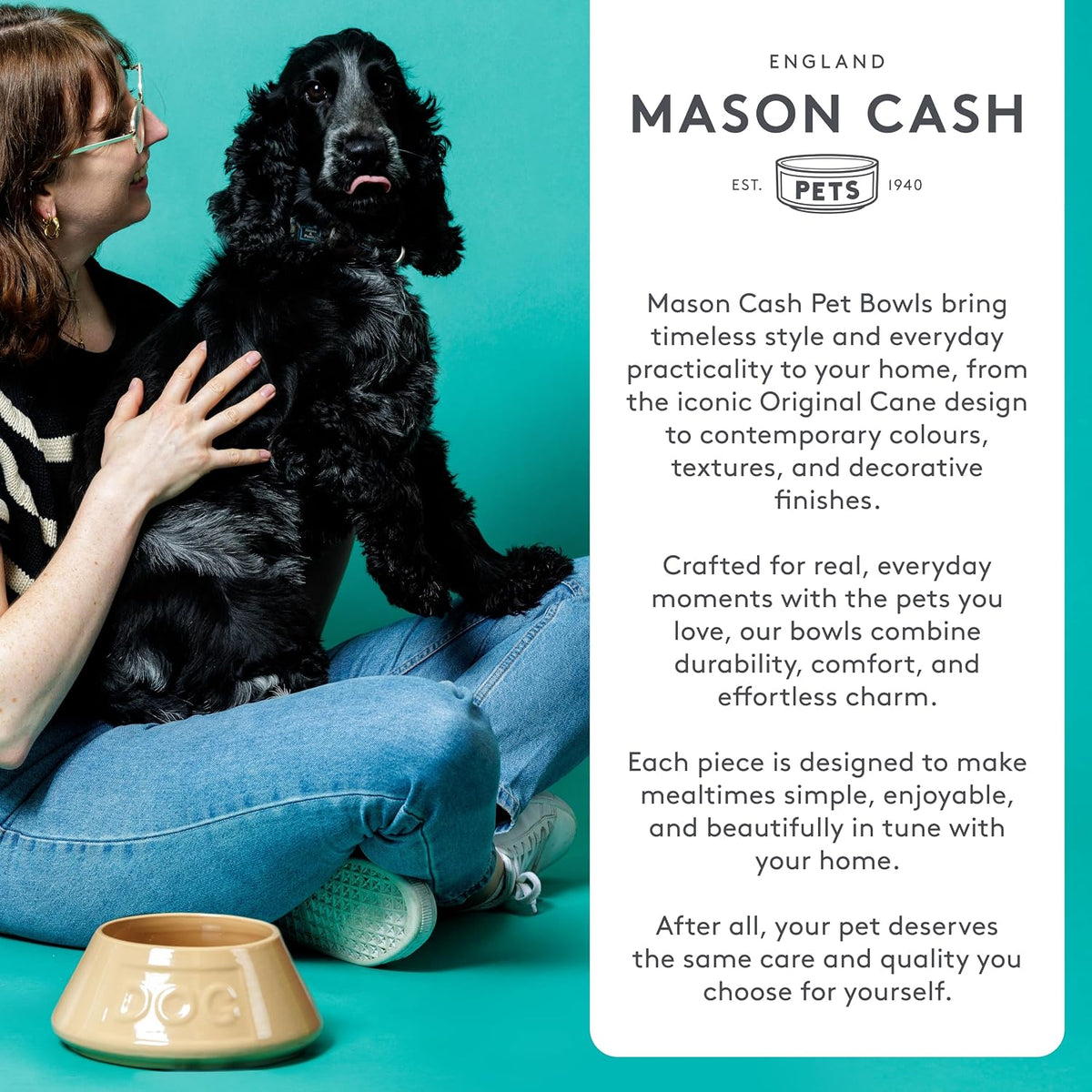 Mason Cash Colour Mix Cream Cat Saucer 13cm |200ml Durable Stoneware Pet Bowl for Food & Water | Dishwasher, Freezer & Microwave Safe
