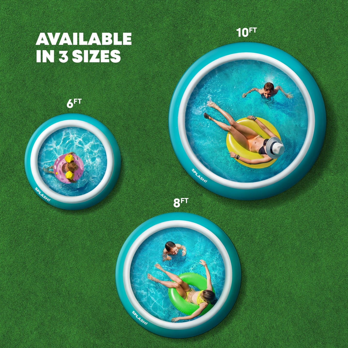 SPLASH! 6ft Inflatable Swimming Pool - Quick Set Inflatable Pool Garden with Double Vinyl Wall, Hose Adaptor, Safety Valve & Repair Patches - Outdoor Paddling Pool for Kids and Adults