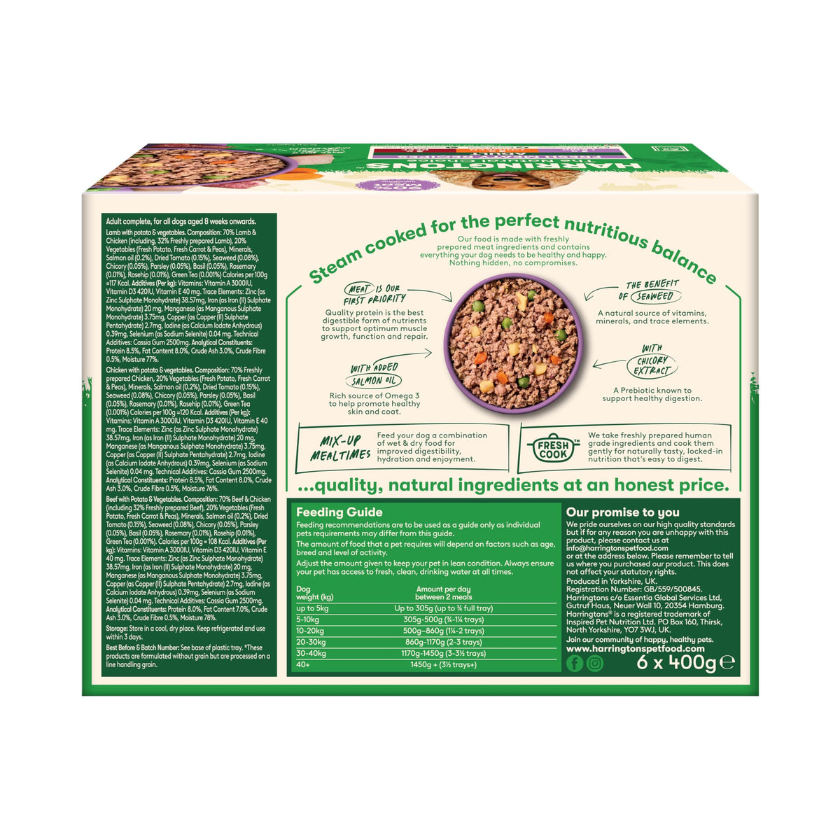 Harringtons Complete Wet Adult Dog Food Trays Meaty Pack 16x400g