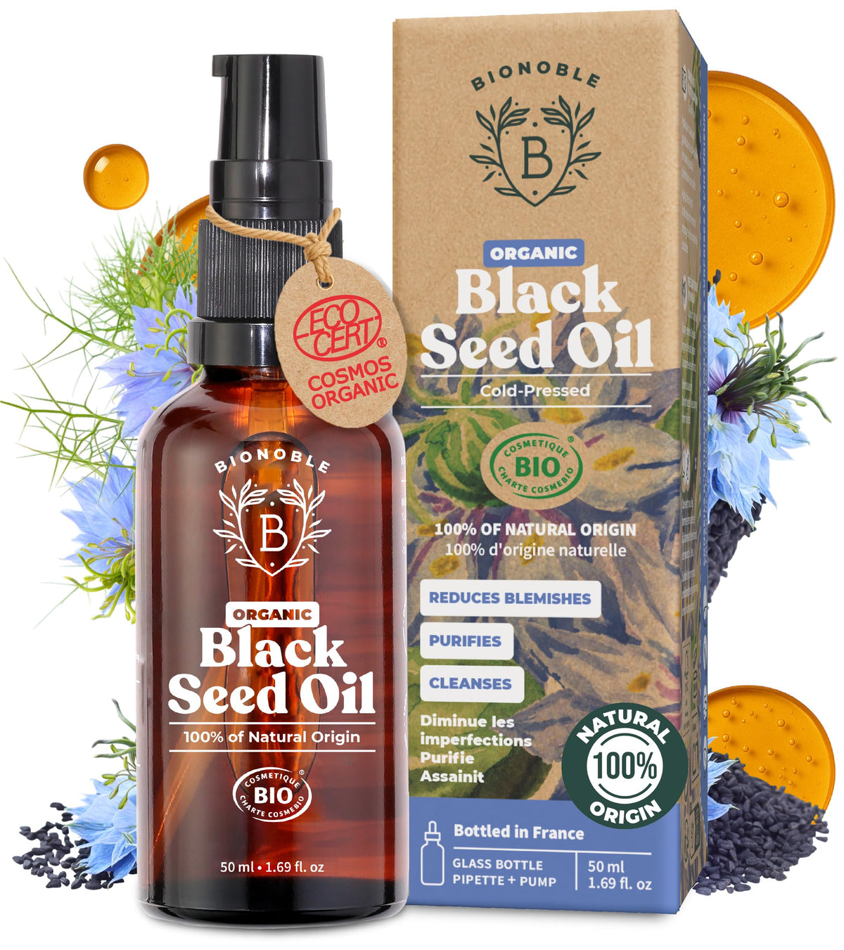 BIONOBLE Organic Rosemary Oil for Hair Growth - Hair Loss, Volume - 50ml