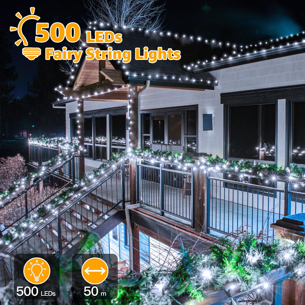 Ollny Fairy Lights Mains Powered 20m 200 LED Outdoor String Plug Remote