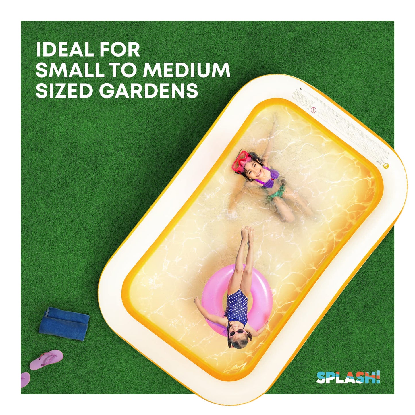 SPLASH! 8.5ft Rectangular Inflatable Swimming Pool — 780 Litre Capacity