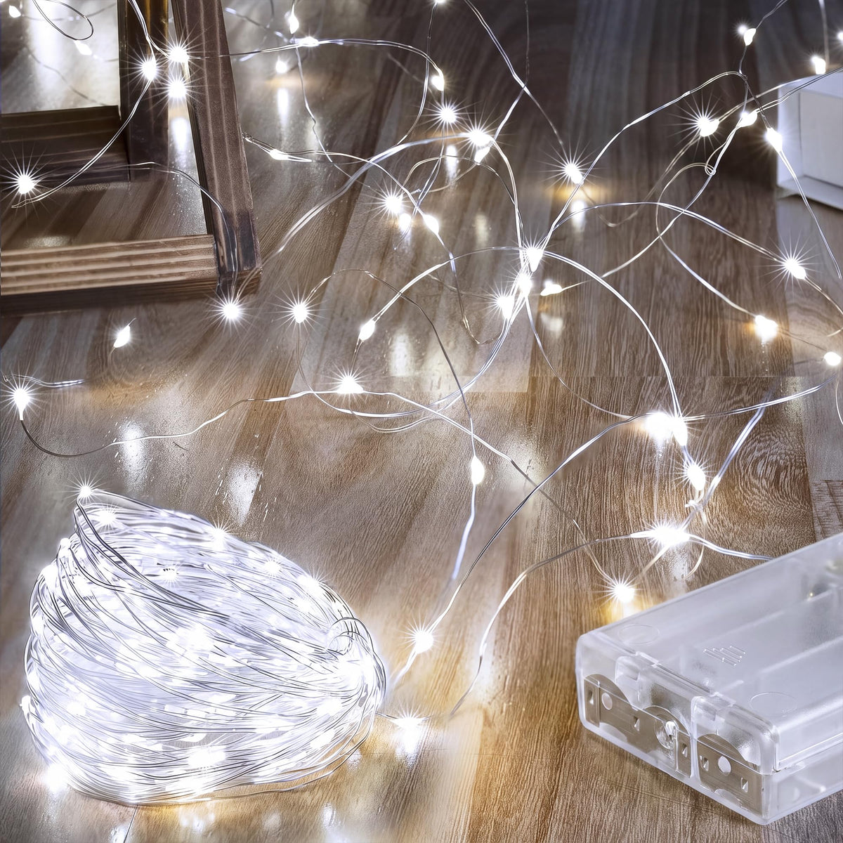 Ollny 10m 100LED Red Fairy Lights Battery Operated,Copper Wire String Light